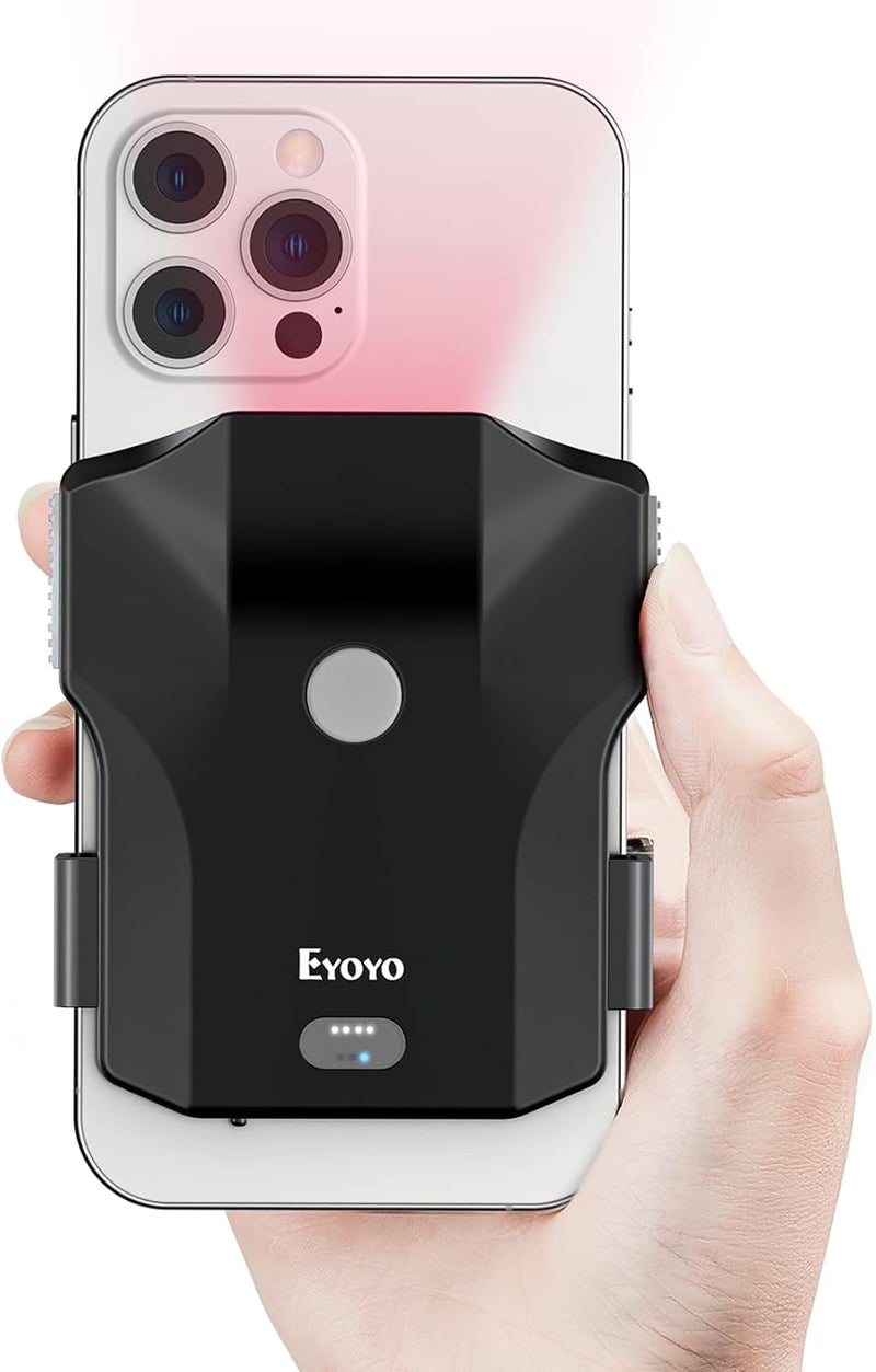 EYOYO Bluetooth QR Code Scanner, 2D Wireless Back Clip Phone UPC USB Barcode Scanner Reader with Battery Level Indicator Compatible with 4.7"-7.2" Android Phone, iPhone for Book Library Inventory - Image 1